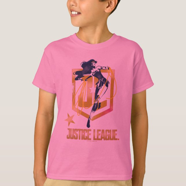 Camiseta Liga de la Justicia | Wonwoman JL Logo Pop Art (Anverso)