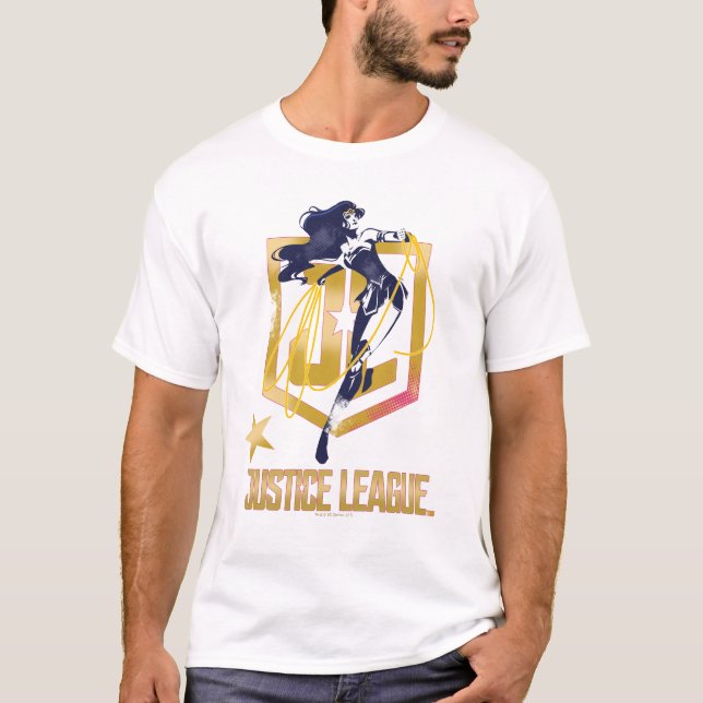 Camiseta Liga de la Justicia | Wonwoman JL Logo Pop Art (Anverso)