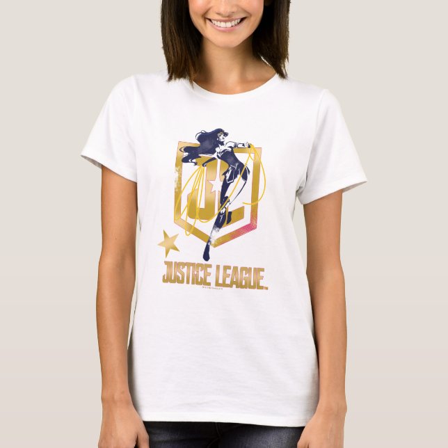 Camiseta Liga de la Justicia | Wonwoman JL Logo Pop Art (Anverso)