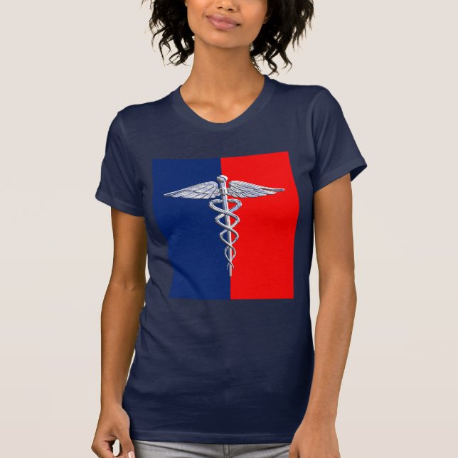Camiseta Liga de Simbolos Médicos de Plata Caduceus (Anverso)