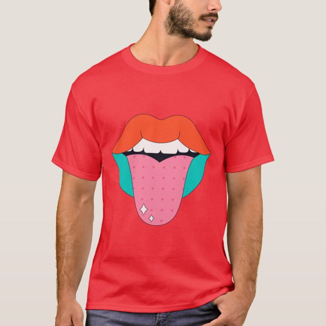 Camiseta Ligados personalizados con lengua en estilo retro (Anverso)