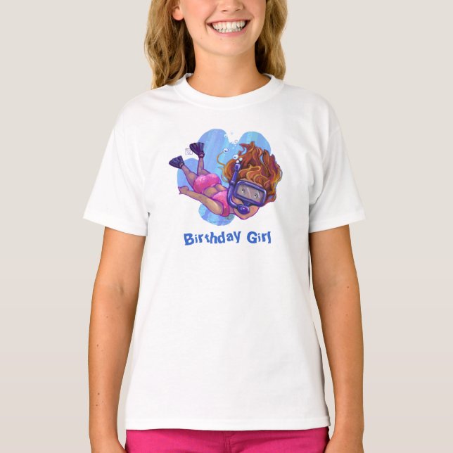 Camiseta ligera de cumpleaños de niña snorkel (Anverso)