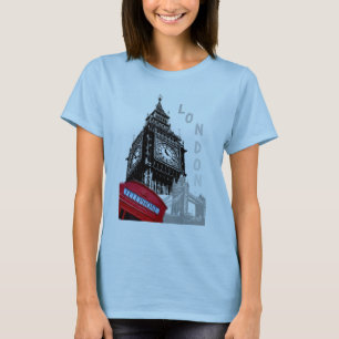 Camiseta Light Blue London Red Phone Box Big Ben Clock