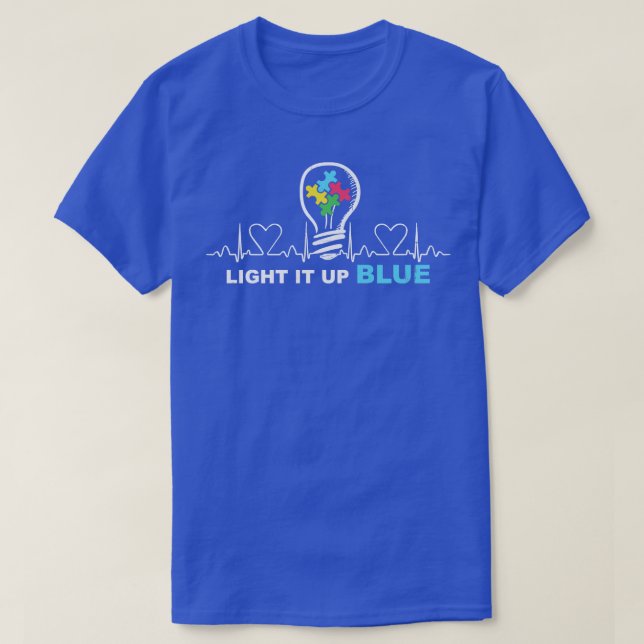 Camiseta Light It Up Blue Autism Awareness Autistic Support (Diseño del anverso)