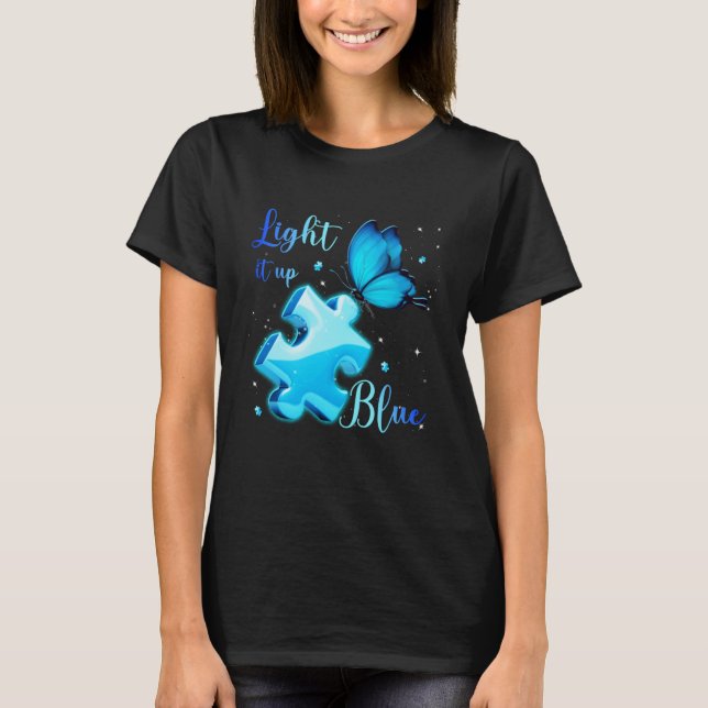 Camiseta Light It Up Blue Autism Awareness Month Puzzle But (Anverso)