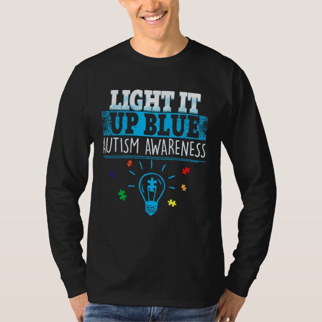 Camiseta Light It Up Blue  Puzzle Piece Autism Awareness  2 (Anverso)