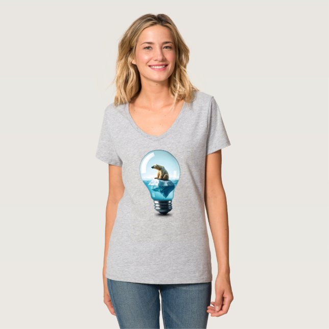 Camiseta Lightbulb Iceberg - Polar Bear in a Lightbulb (Anverso completo)
