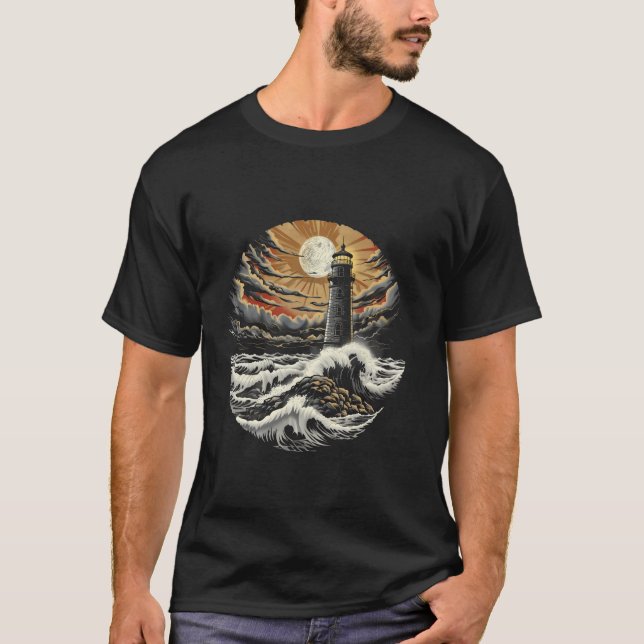 Camiseta Lighthouse Seaside House Sailing Sea Beach Light H (Anverso)