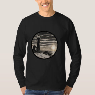 Camiseta Lighthouse Sunset Photo Art Great Lakes Beach Lake