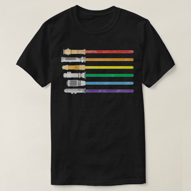 Camiseta Lightsaber Rainbow Gay Pride Lesbian Lgbt (Diseño del anverso)