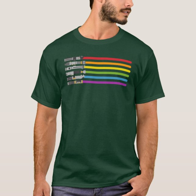 Camiseta Lightsaber Rainbow gift retro (Anverso)