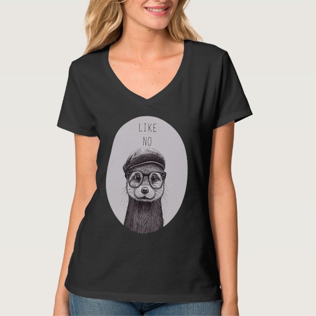 Camiseta Like not Otter  Cute Otter with Hat and Glasses (Anverso)
