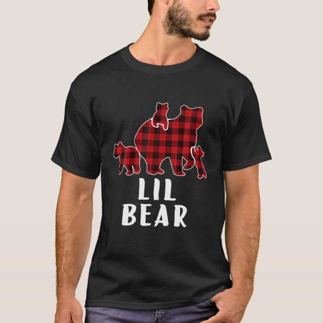 Camiseta Lil Bear 3 Cubs , Navidades Mama Bear Plaid Pajama (Anverso)