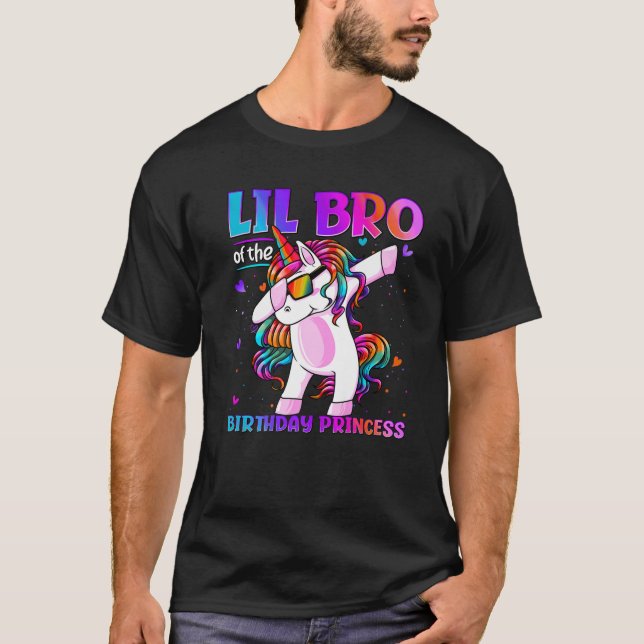 Camiseta Lil Bro De La Princesa De Cumpleaños Dabbing Unico (Anverso)