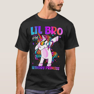 Camiseta Lil Bro De La Princesa De Cumpleaños Dabbing Unico