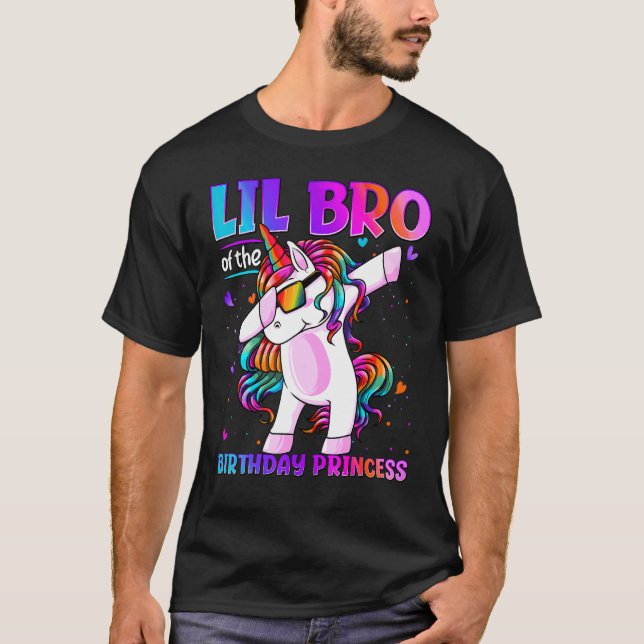 Camiseta Lil Bro De La Princesa De Cumpleaños Dabbing Unico (Anverso)