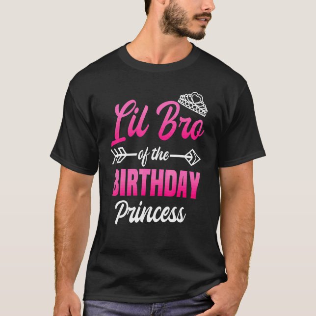 Camiseta Lil Bro De La Princesa De Cumpleaños Fiesta Bday C (Anverso)