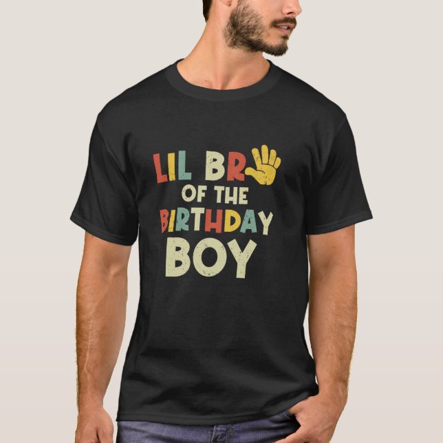 Camiseta Lil Bro Del Niño De Cumpleaños Hola Bda De Cinco A (Anverso)