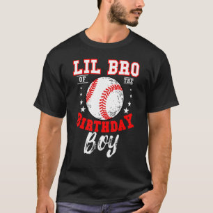 Camiseta Lil Bro Del Tema Del Béisbol Del Niño De Cumpleaño