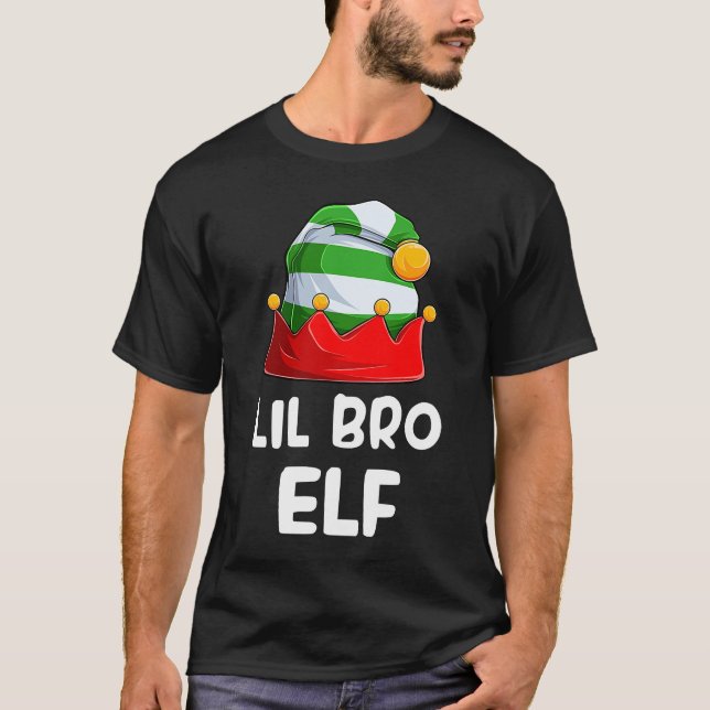 Camiseta Lil Bro Elf Navidades Hermano Xmas Elf Costume Fa (Anverso)