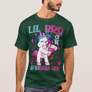 Camiseta Lil Bro of the Birthday Girl Flossing Unicorn Litt
