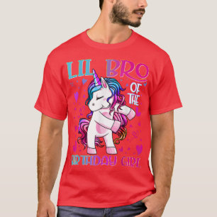 Camiseta Lil Bro of the Birthday Girl Flossing Unicorn Litt