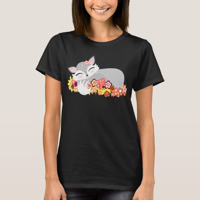Camiseta Lil Foxie de plata Cub - Fox lindo del bebé el (Anverso)