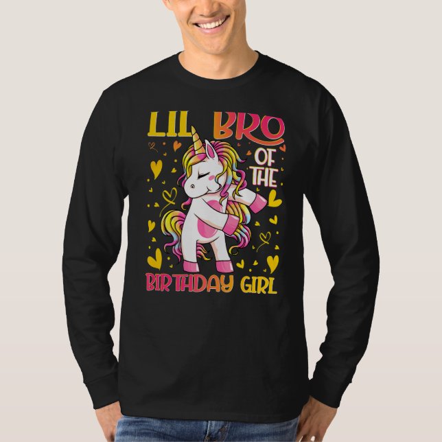Camiseta Lil hermano de Chica de cumpleaños muere litro Uni (Anverso)