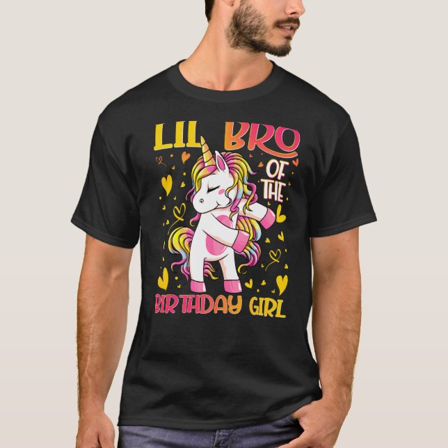 Camiseta Lil hermano de Chica de cumpleaños muere litro Uni (Anverso)