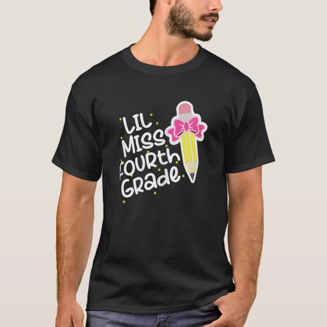 Camiseta Lil Miss Cuarto Grado Primer Día Escolar Chicas 4G (Anverso)
