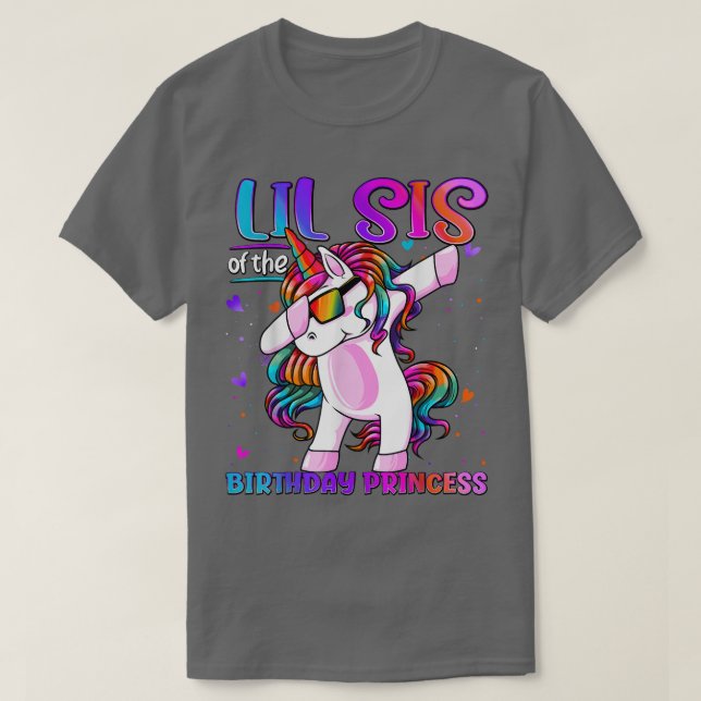 Camiseta Lil Sis de la princesa de cumpleaños Dabbing Unico (Diseño del anverso)