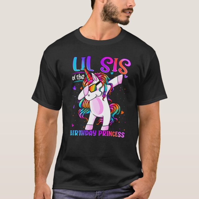 Camiseta Lil Sis De La Princesa De Cumpleaños Dabbing Unico (Anverso)