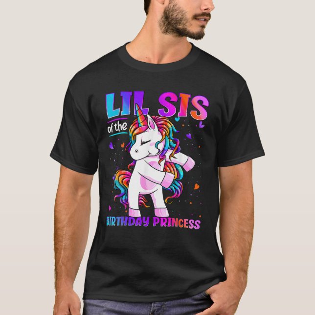 Camiseta Lil Sis De La Princesa De Cumpleaños Flossing Unic (Anverso)
