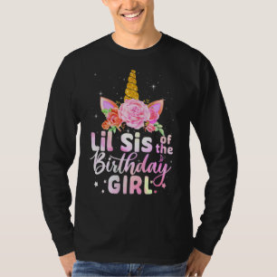 Camiseta Lil Sis De Los Chicas De Cumpleaños Cutan Floral D