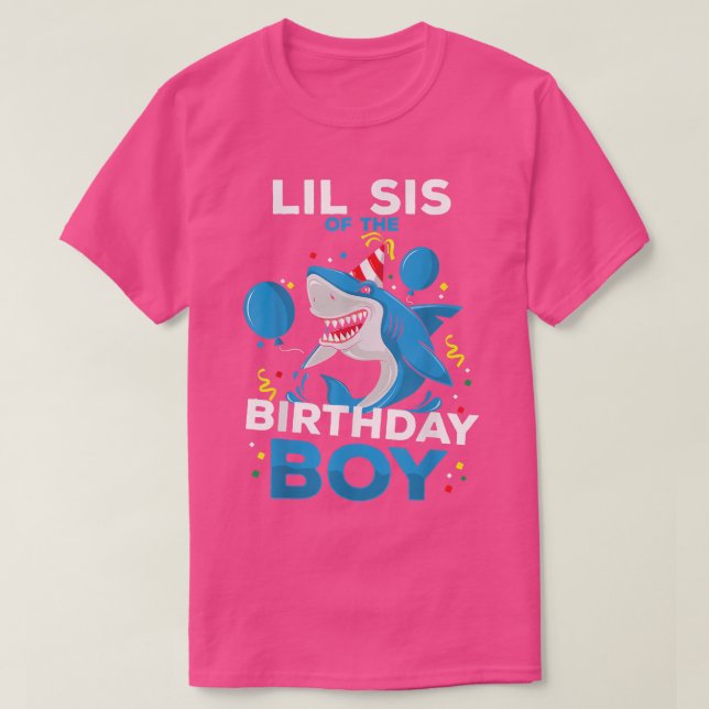 Camiseta LIL SIS of The Birthday Boy Shark Ocean Matching F (Diseño del anverso)
