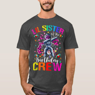 Camiseta Lil Sister Birthday Crew Astronauta Planetas Espac