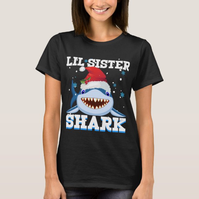 Camiseta Lil Sister Shark Santa Hat Navidades (Anverso)