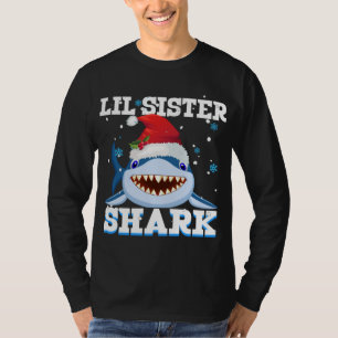 Camiseta Lil Sister Shark Santa Hat Navidades