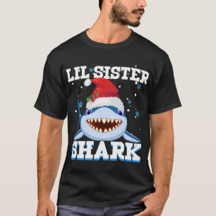 Camiseta Lil Sister Shark Santa Hat Navidades