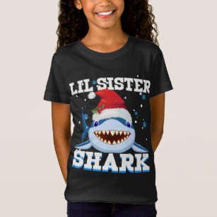 Camiseta Lil Sister Shark Santa Hat Navidades