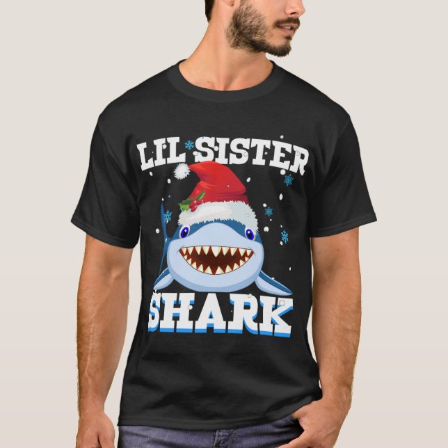 Camiseta Lil Sister Shark Santa Hat Navidades (Anverso)
