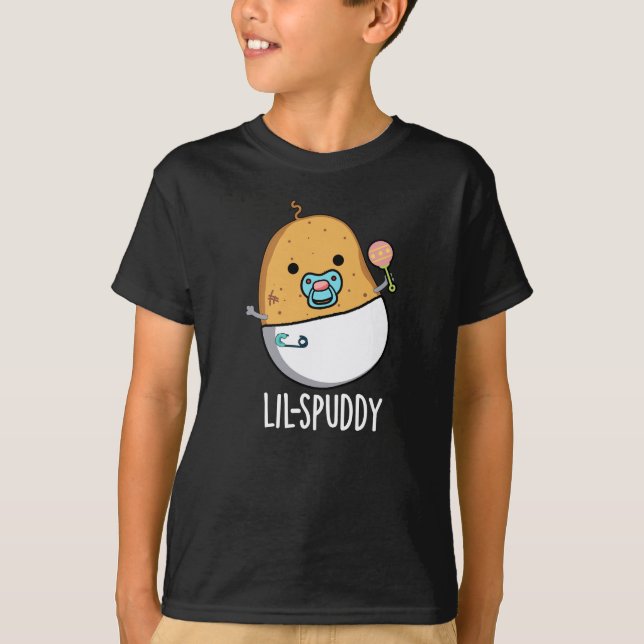 Camiseta Lil-spuddy Gracioso Potato Pun Dark BG (Anverso)