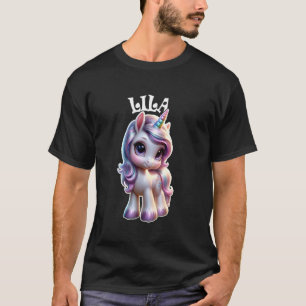 Camiseta Lila Cute Unicorn Diseño para Chicas Lila