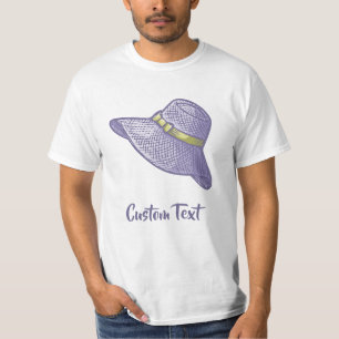 Camiseta Lilac, Gorra de paja dibujada a mano