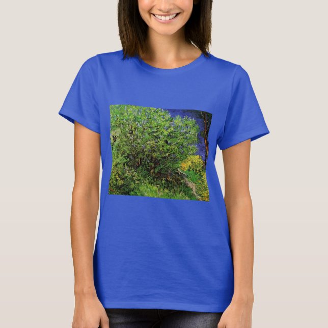 Camiseta Lilacs de Vincent van Gogh, Flores de Jardín Vinta (Anverso)