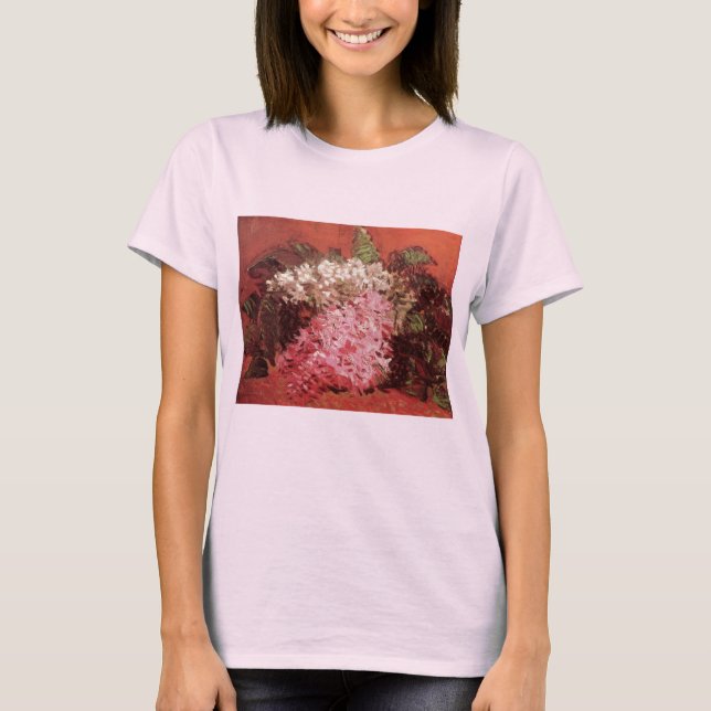 Camiseta Lilacs rosas de Vincent van Gogh, Flor de vida mue (Anverso)