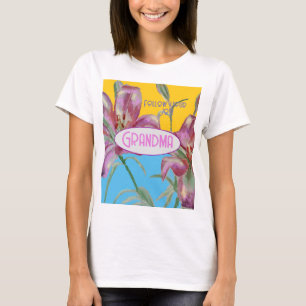 Camiseta Liles rosas lilas arte Nombre de la abuela Decorac