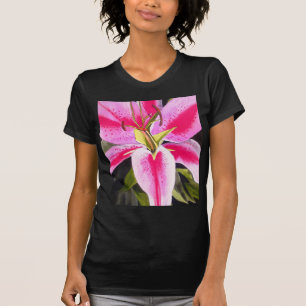 Camiseta Lilia rosa caliente Tenerife pop arte acuarela flo