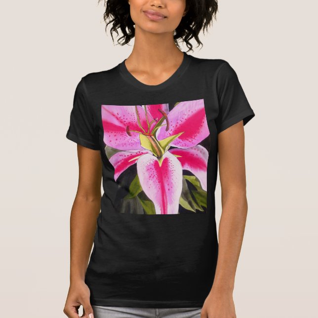 Camiseta Lilia rosa caliente Tenerife pop arte acuarela flo (Anverso)