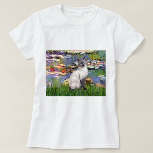 Camiseta Lilies 2 - gato Siamés de Blue Point (Diseño del anverso)